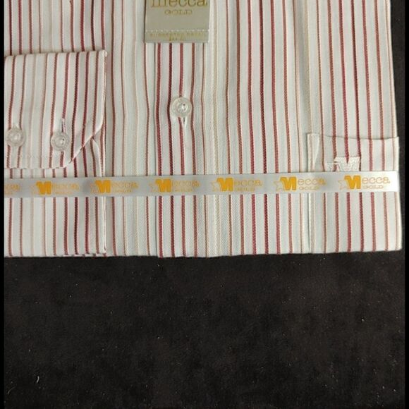 MEN'S MECCA GOLD BURGUNDY STRIPE DRESS SHIRT - Picture 4 of 4